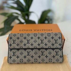 LV MINI LIN BLUE PORTE TRESOR INTERNATIONAL WALLET FULL INCLUSION